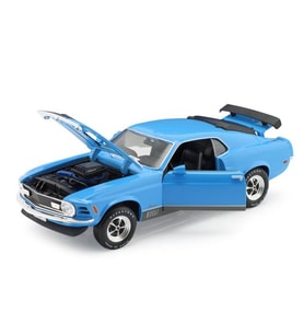 1970 Ford Mustang Mach 1 1:18 Ölçekli Klasik Araba Mavi Renkli 30 Cm
