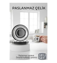 Paslanmaz Çelik Çay Tabağı Seti - Premium 304 Kalite  18 Parça Lüks Aynalı Parlaklık ve Modern Tasarım