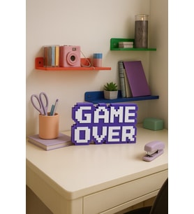 Game Over Kabartmalı Dekoratif Obje - Mor Masaüstü ve Duvar Süsü Hediye