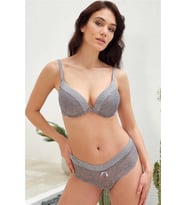 Amora Secret Balenli Destekli Dolgulu Taşlı Dantelli Sütyen Ve String Takım