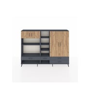 Arges Dolap 12 Raflı 4 Çekmeceli 4 Kapaklı 220x30x163 Antrasit-Çam/Antrasit