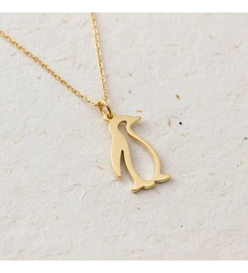 Kişiye Özel 925 Ayar Gümüş Minimal Penguen Kolye (Gold)