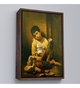Çerçeveli İranlı Ressam Morteza Kartouzıan Garip Çocuk Eseri Duvar Tablosu (Altın)