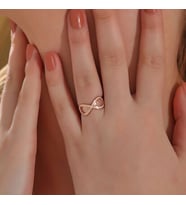 Rose Zirkon Taşlı Sonsuzluk 925 Ayar Gümüş Kadın Yüzük
