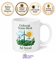 Yeşil Enerji Temalı Özel Tasarım Baskılı Kupa Bardak Hediye Porselen Mug