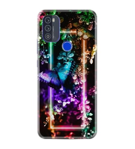 Reeder P13 Blue Max Pro 2021 Kılıf Silikon Desen Özel Seri Butterfly Neon 1684