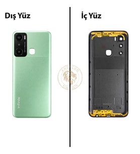 Infinix Hot 20İ Yeşil Uyumlu Lensli Arka Kapak Arka Cam Batarya Pil Kapağı Lazer Kesim Back Cover