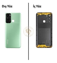 Infinix Hot 20İ Yeşil Uyumlu Lensli Arka Kapak Arka Cam Batarya Pil Kapağı Lazer Kesim Back Cover