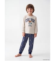 LCW Kids Gri Nyc Baskılı Erkek Çocuk Pijama Takım