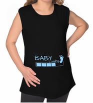 BK Gift Baby Loading Tasarımlı Siyah Sıfır Kol Hamile Tişört-2, Hamile Giyim, Eşe Hediye