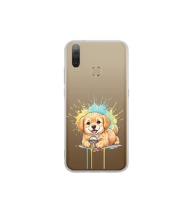 General Mobile GM 10 ile Uyumlu Splash Köpek Tasarımlı Şeffaf Silikon Kılıf