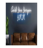 Geldi Yine Yürüyen YIKIK Yazılı Neon Tabela