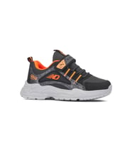 Günlük Kız - Erkek Çocuk Sneaker Lastik Bağcıklı Cırtlı Hafif Spor Ayakkabı 0013 (Füme - Turuncu)