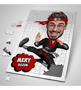 Kişiye Özel Hediye 240 Parça Karateci Adam Karikatürlü Puzzle
