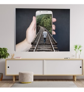 Akıllı Telefon 3D Tren Yürüyüşü Dekoratif Kanvas Tablo