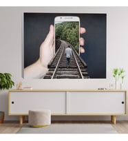 Akıllı Telefon 3D Tren Yürüyüşü Dekoratif Kanvas Tablo