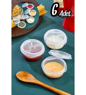 6 lı Yelpaze Kapaklı Şeffaf Mini Sosluk- Ketçap Mayonez Kabı- Kahve Yanı Şeker Lokumluk