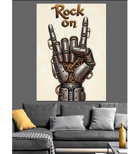 Rock On Metal El Hareketi Dekoratif Kanvas - Mdf Ahşap Tablo