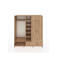 Kronos Dolap 12 Raflı 2 Çekmeceli 2 Askılı 220x59x243 Çam-Çam/Çam