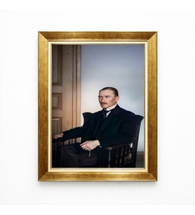 Tablore Atatürk Oturan Poz Klasik Çerçeveli Kanvas Tablo - Retro Dekoratif Tablo