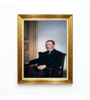 Tablore Atatürk Oturan Poz Klasik Çerçeveli Kanvas Tablo - Retro Dekoratif Tablo