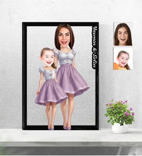 Kişiye Özel 3D  Ahşap Tablo Anne Kız Kombin - Anneler Günü 30x40 -34