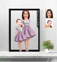 Kişiye Özel 3D  Ahşap Tablo Anne Kız Kombin - Anneler Günü 30x40 -34