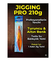 Jigging Pro 210g Jig Suni Yem - Turuncu & Altın Renk - Profesyonel Tuzlu Su Balıkçılık Yemi