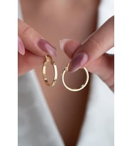925 Ayar Gümüş Gold Kaplama Sade Halka Model Şarnel Küpe