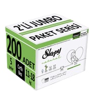 Sleepy Bebek Bezi Natural Beden:5 (11-18Kg) Junior 200 Adet (2 Li Jumbo Pk Serisi) (5PK*40)