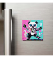 Panda - Panda - Güneş Gözlüklü Style - Buzdolap Magneti - 9x9 Cm