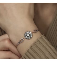 Gümüş Rose Elmas Montür Çiçek Bayan Bileklik