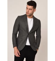 Gri Kaşe, Blazer Tek Ceket Mono Yaka Slim Fit  Agustini