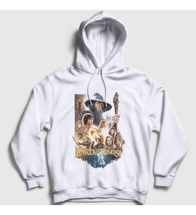 Presmono Unisex Beyaz Poster Yüzüklerin Efendisi The Lord Of The Rings Kapüşonlu Sweatshirt 361997tt