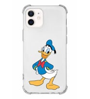 Apple iPhone 12 Uyumlu Köşe Korumalı Antişok  Kapak Donald Duck Tasarımlı Şeffaf  Kılıf