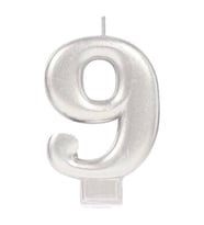 9 Rakam Mum Gümüş Renk