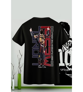 Messi Forma Ön ve Arka Baskılı Unisex T-shirt/Tişört - TÜM YAŞ GRUPLARI (Siyah)