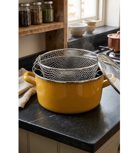 Prestige Emaye Fritöz Tenceresi 22 cm – 3,5 Litre – Sarı
