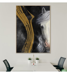 White Horse - Yağlı Boya Dokulu Tablo
