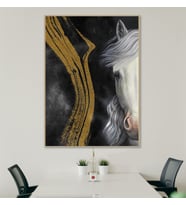 White Horse - Yağlı Boya Dokulu Tablo