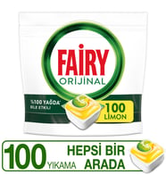 Fairy Hepsi Bir Arada 100 Yıkama Bulaşık Makinesi Deterjanı Kapsülü / Tableti Limon Kokulu