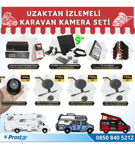 Karavan 1 Tb Harddiskli 9 Inç Hdmi Monitörlü 4 Kameralı Uzaktan İzlemeli Kayıtlı Kamera Seti