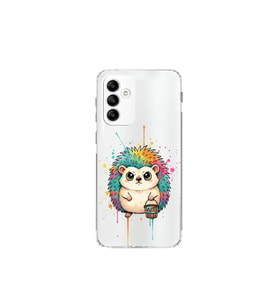 Samsung Galaxy M13 ile Uyumlu Splash Kirpi Tasarımlı Şeffaf Silikon Kılıf