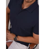 Lacivert Yaka Desenli Hediye Kutulu Erkek Polo Yaka Tişört