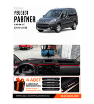 e-biz PEUGEOT PARTNER EKRANLI KAPAKSIZ (2010-2014) Uyumlu Torpido Örtüsü - Siyah-Kırmızı - PE025