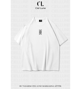 Nevermind Unisex Kadın Erkek Wyrd Baskılı Özel Tasarım Oversize T-shirt (Beyaz)