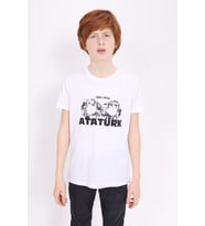 Toontoy Unisex Çocuk Atatürk Baskılı Tişört (Beyaz)