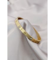 316L Çelik Gold Renk Zirkon Taşlı Bileklik 5886 - SSSSSS7241-9801