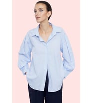 Kadın Oversize Çizgili Dokuma Gömlek Pamuklu Günlük Kombinler İçin Yaz Aylarının Vazgeçilmezi (Mavi)