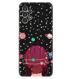 Samsung Galaxy M14 Kılıf Resimli Desenli Baskılı Silikon Space Woman 1311